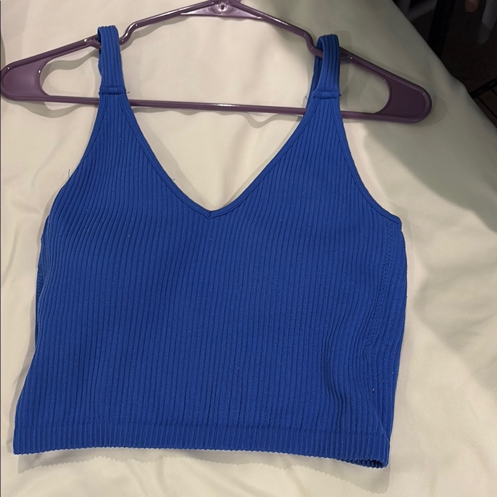 Blue Ribbed Women's Tank top - dry goods - medium